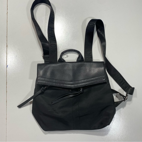 Botkier Black Nylon Adjustable Logo Straps Mini Backpack With Front Zipper - Picture 5 of 15